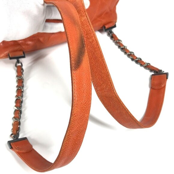 CHANEL Orange Caviar Leather Shoulder Bag - Picture 9 of 14